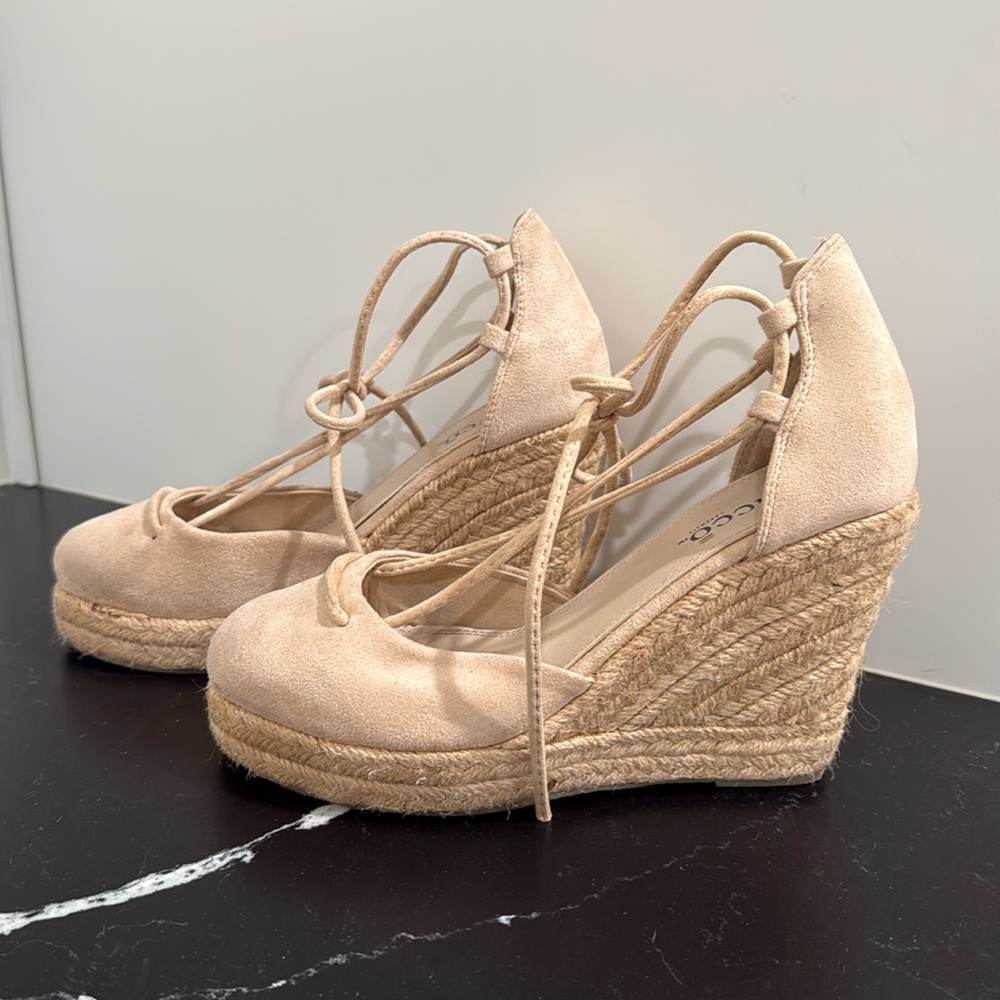 bucco espadrille suede sandals italian size 7.5